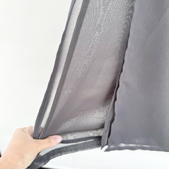 Tristan & Iseut Sheer Grey Chiffon Long Skirt Drawstring Closure Size L Vintage - Picture 4 of 12